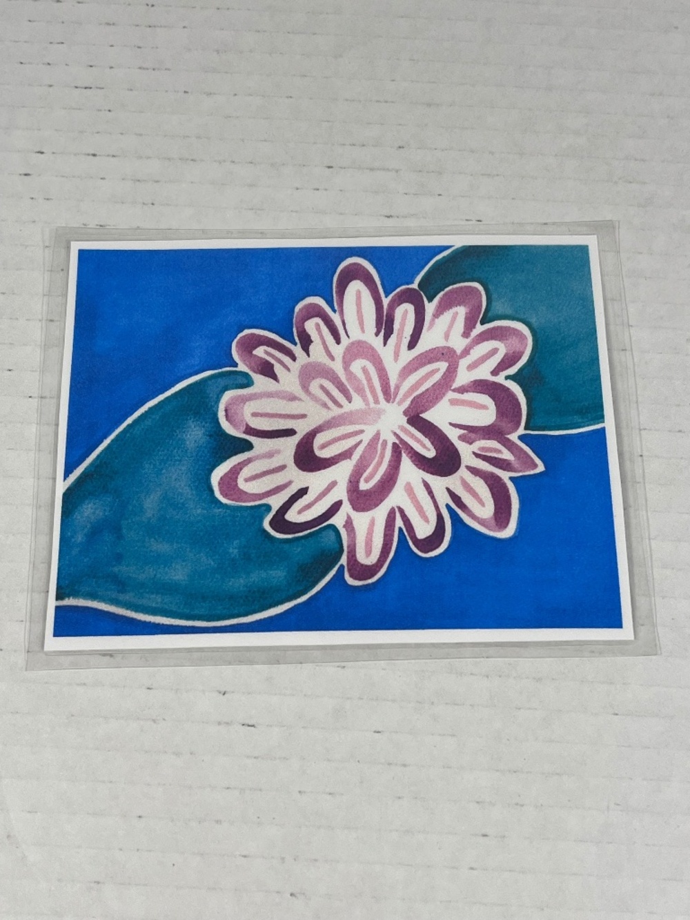 Purple Flower Watercolor Painting Art Print Laminated ~4.25 x 5.5 inches